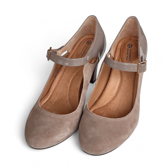 Giani Bernini Shoes - Giani Bernini Taupe Patent & Suede Leather Mary Jane Heels 8M EUC